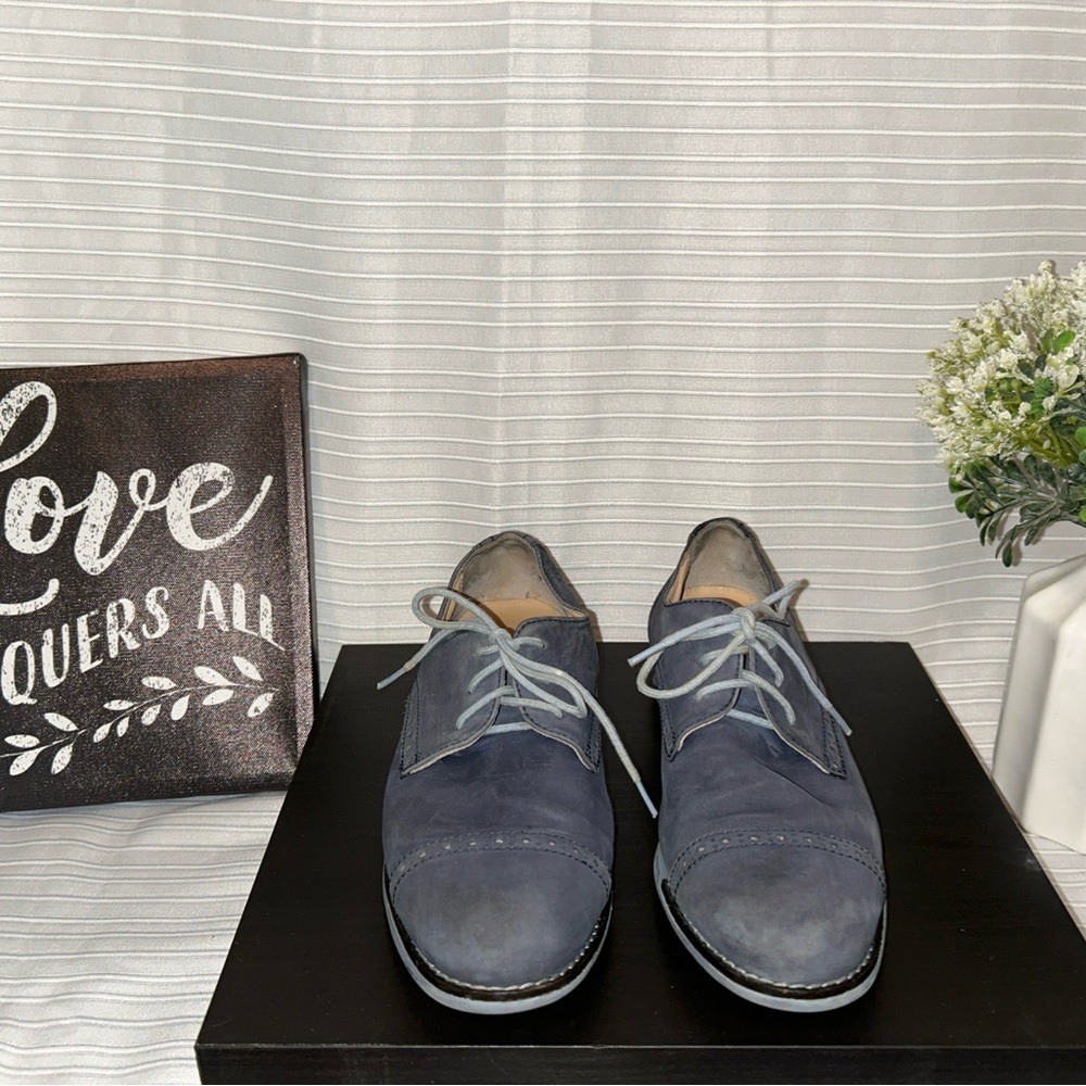 Cole Haan Gramercy Suede Oxfords Cap Toe Blue Lace-Up Size 5.5B Women’s